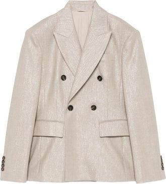 Brunello Cucinelli Double-breasted Metallic-effect Blazer