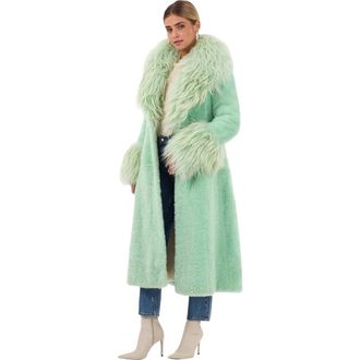 Gorski Genuine Shearling Coat in Pastel Green at Nordstrom, Size X-Small