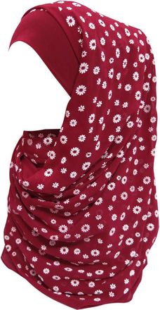 Lina & Lily Floral Thick Chiffon Muslim Hijab Scarf (Dark Red)