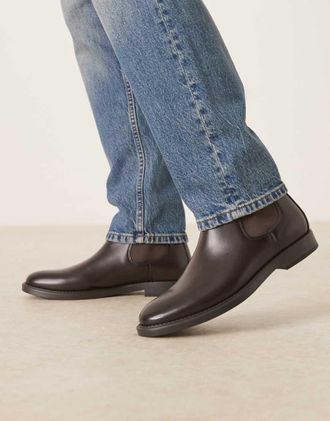 Mango Stivaletti Chelsea in pelle color marrone scuro