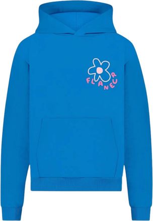 Flaneur flower-print cotton hoodie - Blue