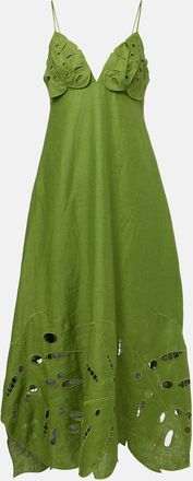 Farm Rio Abito midi in lino con ricamo