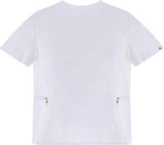 Herno Boxy White Short-Sleeved Blouse with Adjustable Drawstring Accents