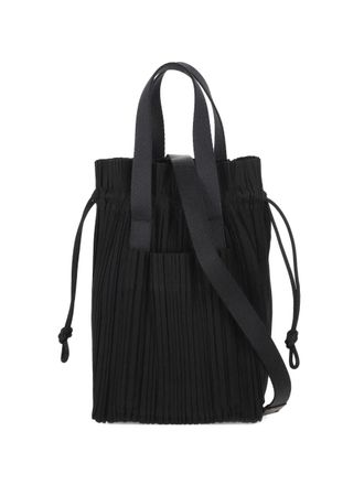Pleats Please Issey Miyake pleated drawstring tote bag - Black
