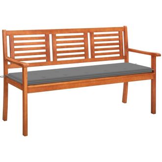 vidaXL Banco De Jard&iacute;n 3 Plazas Madera Maciza Eucalipto Y Coj&iacute;n 150 Cm Vidaxl