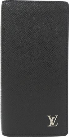 Louis Vuitton Black Leather Long Wallet (Bi-Fold) (Pre-Owned)