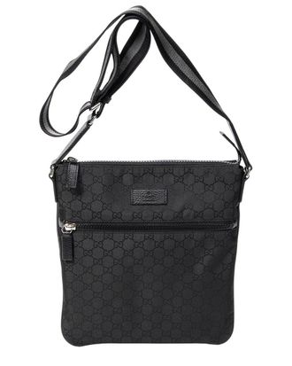 Gucci Black Monogrammed Nylon Canvas Messenger Crossbody (Authentic Pre-Loved)