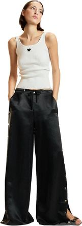 Cynthia Rowley Breakaway Snap Pant - Dames - Wijde Broeken - Zwart - XS - Polyester - Broeken