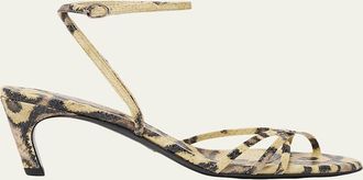 Proenza Schouler Uma Snake-Printed Leather Ankle-Strap Sandals