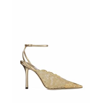 Jimmy Choo London Golden Lace Faiz Pumps