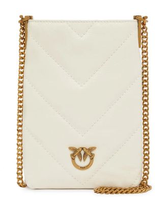 Pinko quilted Love Birds-embellished phone bag - women - Bovine Leather - One Size - White