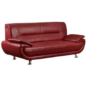 Vente-Unique Divano 3 posti in similpelle Rosso - NIGEL