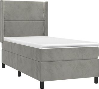 vidaXL Vidaxl - Cama Box Spring Con Colch&oacute;n Terciopelo Gris Claro 100x200 Cm