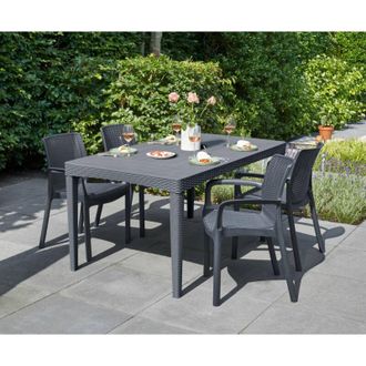 Dmora Tavolo da esterno Salmon, Base per picnic, Piano da pranzo da giardino, Banco outdoor multiuso, 160x90 h74 cm, Antracite - Dmora
