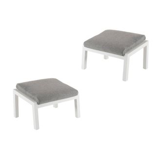 ED&Egrave;N JARD&Iacute; Pack de 2 reposapies de jard&iacute;n aluminio blanco coj&iacute;n gris