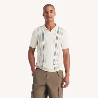 Nautica Mens Performance Jacquard Polo Sweater
