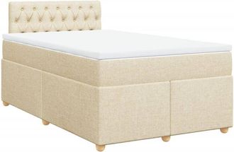 vidaXL Cama Box Spring Con Colch&oacute;n Tela Color Crema 120x190 Cm Vidaxl