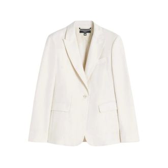 Max Mara Blazers, female, Beige, Size: XS Linen and cotton canvas blazer