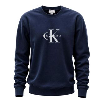Calvin Klein Jeans Sweatshirts, male, Blue, Size: 2XL Crewneck Sweatshirt