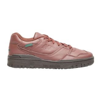 New Balance Sneakers, male, Brown, Size: 11 1/2 US Leather Sneakers with Debossed and Embroidered Logos