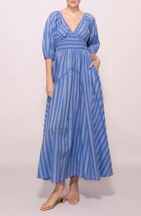 Melloday Stripe Maxi Dress in Blue Stripe at Nordstrom, Size X-Large