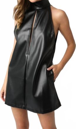 Olivaceous Faux Leather Kenley Dress In Black