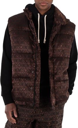 Moschino Mens Fantasy Print Brown Logo-Jacquard Vest