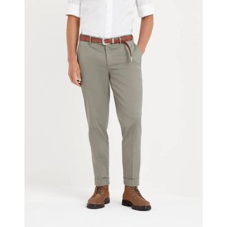 Brunello Cucinelli Mens Military Cotton Tapered Trousers, Size 54