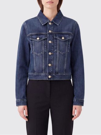 7 For All Mankind Giacca-camicia in denim di cotone con tasche a toppa