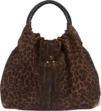 Jerome Dreyfuss medium Gordi leopard-print tote bag - women - Split-Grain Calf Suede/Calf Leather/Cotton - One Size - Brown