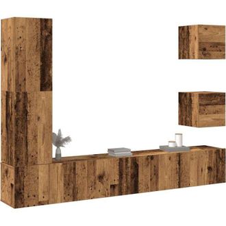 vidaXL Vidaxl - 5 Piece tv Cabinet Set Wall-mounted Old Wood Engineered Wood