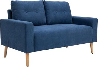 HOMCOM Homcom - Divano Moderno 2 Posti Stile Nordico In Poliestere E Legno Blu