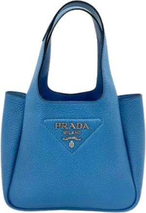 Prada Pre-owned Vintage Tote Bag - Dames - Vintage Shopper - Blauw - ONE Size - Leer - Vintage