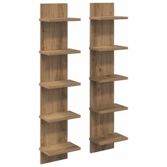 vidaXL Estante De Pared 2 Uds. Roble Artisan 22 X 15 X 100 Cm Vidaxl