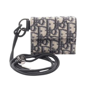 Dior Pre-owned Wallets, female, Blue, Size: ONE SIZE Pre-owned Oblique Jacquard Canvas Trifold Wallet