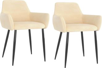 vidaXL Sillas De Comedor 2 Unidades Terciopelo Crema Vidaxl