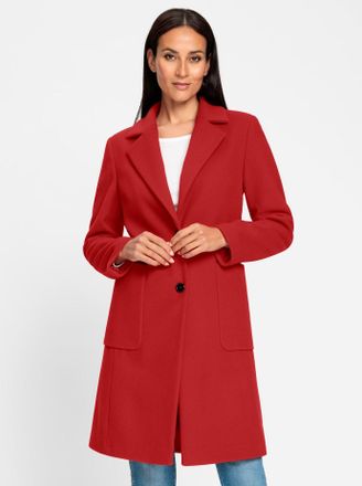 Heine Wollmantel HEINE, Damen, Gr. 34, rot, 80% Wolle, 20% Polyamid, unifarben, unifarben mit Farbeinsatz, unifarben mit Farbeins&auml;tzen, M&auml;ntel Wollmantel