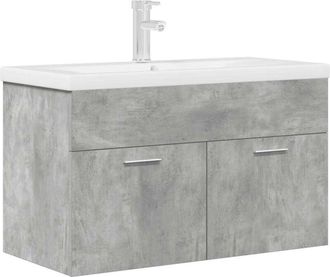 vidaXL Bathroom Sink Cabinet with Built-in Basin and Faucet Concrete Grey vidaXL