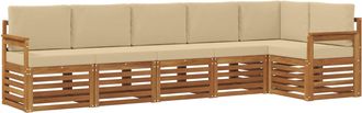 vidaXL Conjunto De Sof&aacute;s De Exterior 6 Uds. Natural Y Beige Poli&eacute;ster Vidaxl