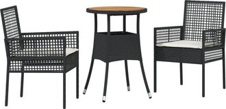 vidaXL Conjunto De Comedor De Jard&iacute;n 3 Pcs Negro Polirat&aacute;n Vidaxl