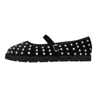 La Carrie Velvet Rhinestone Ballet Flats - Dames - Schoenen - Zwart - Maat: 39 EU Velours