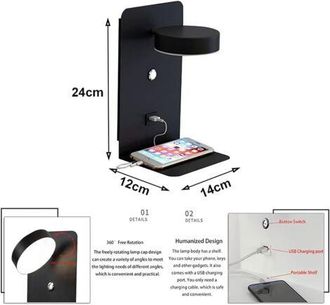 OEM Aplique Led De Pared Para Interiores Con Conexi&oacute;n Usb, Moderno Aplique De Pared Regulable Tricolor De 12 W Con Interruptor, L&aacute;mpara De Lectura De Pare