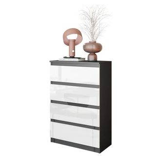 OEM C&oacute;moda Gabriel Con 4 Cajones (60 Cm), Antracita/blanco Brillante, Para Sal&oacute;n O Dormitorio