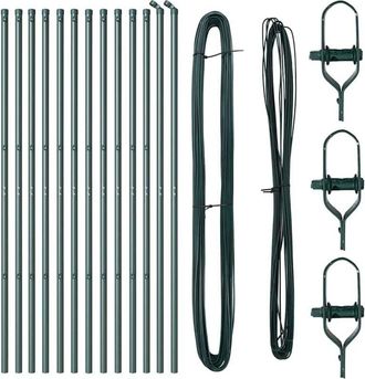 vidaXL Fence Posts Manual 13 pcs Green &Oslash;32mm 200 cm Galvanised steel Vidaxl