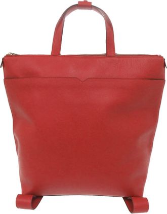 Valextra Red Color Leather Tote Bag (Pre-Owned)