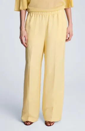 Kenneth Cole Pull-On Linen Blend Straight Leg Pants in Pastel Yellow at Nordstrom, Size X-Large Regular