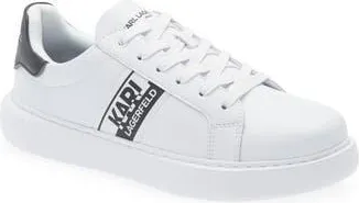 Karl Lagerfeld Leather Low Top Sneaker in White/Black at Nordstrom Rack, Size 11.5