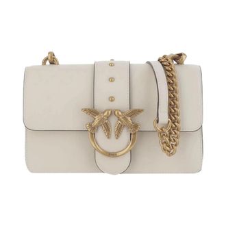 Pinko Leren Flap Tas met Love Birds - Dames - Schoudertassen - Wit - ONE Size - Leer - Tassen