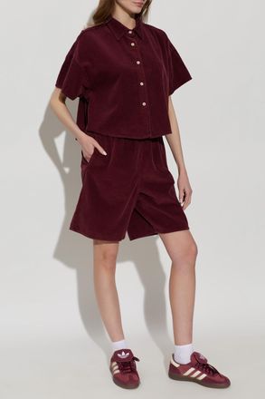 American Vintage Corduroy Shirt With Short Sleeves, Womens, Burgundy