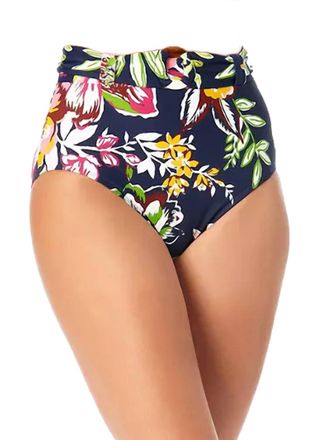 Anne Cole Belted High Waist Swim Bottoms In Tropical Bloom